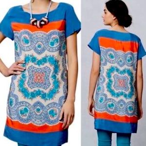 Meadow Rue dress in orange & blue size small